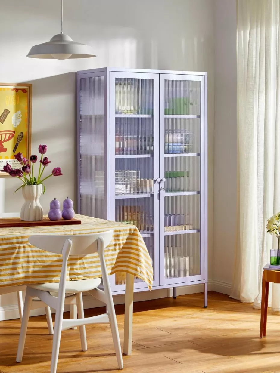 Vitrinen-Mustard Made Metall-Vitrine The Collector mit geriffeltem Glas Lavendel