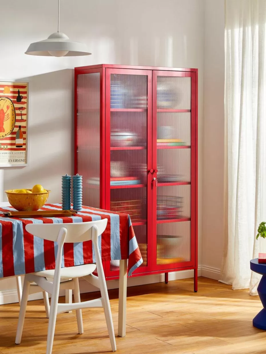 Vitrinen-Mustard Made Metall-Vitrine The Collector mit geriffeltem Glas Rot