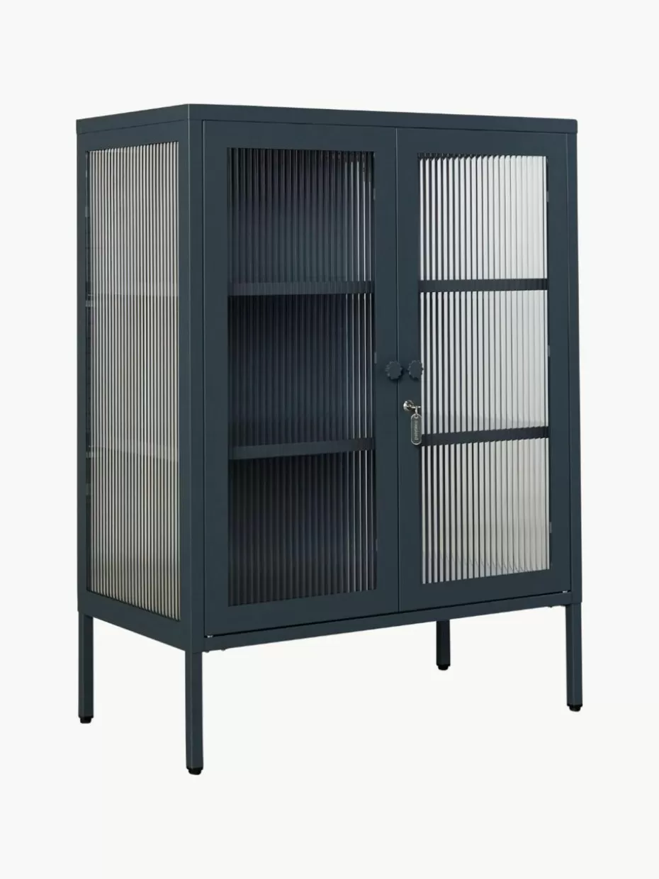 Vitrinen-Mustard Made Metall-Vitrine The Mixer mit geriffeltem Glas Anthrazit