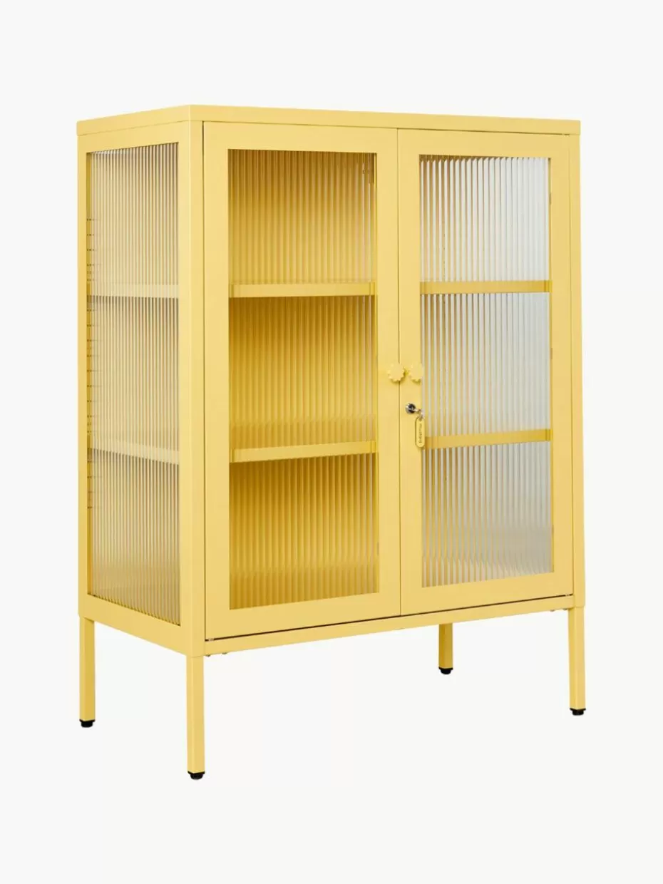 Vitrinen-Mustard Made Metall-Vitrine The Mixer mit geriffeltem Glas Hellgelb