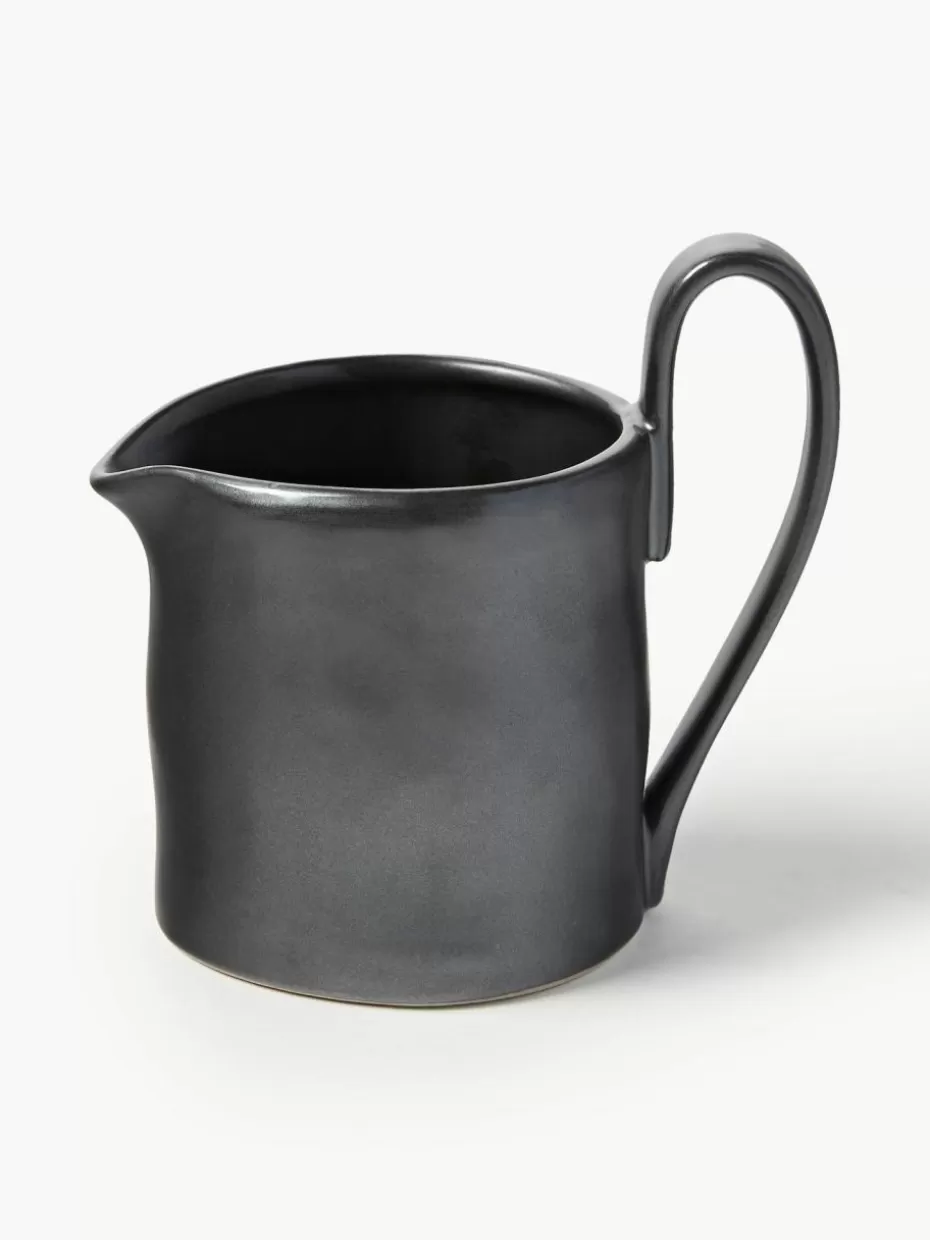 Nordic Celebrations | Kannen & Karaffen-ferm LIVING Milchkännchen Flow aus Steinzeug, 300 ml Schwarz