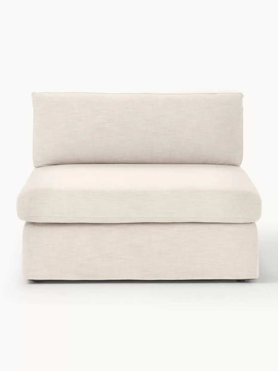 Sofas | Sofaserien-Westwing Collection Mittelmodul Russell mit abnehmbaren Bezügen Webstoff Hellbeige