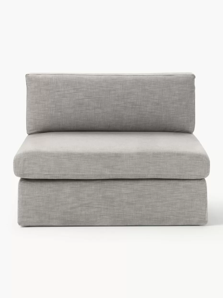 Sofas | Sofaserien-Westwing Collection Mittelmodul Russell mit abnehmbaren Bezügen Webstoff Grau