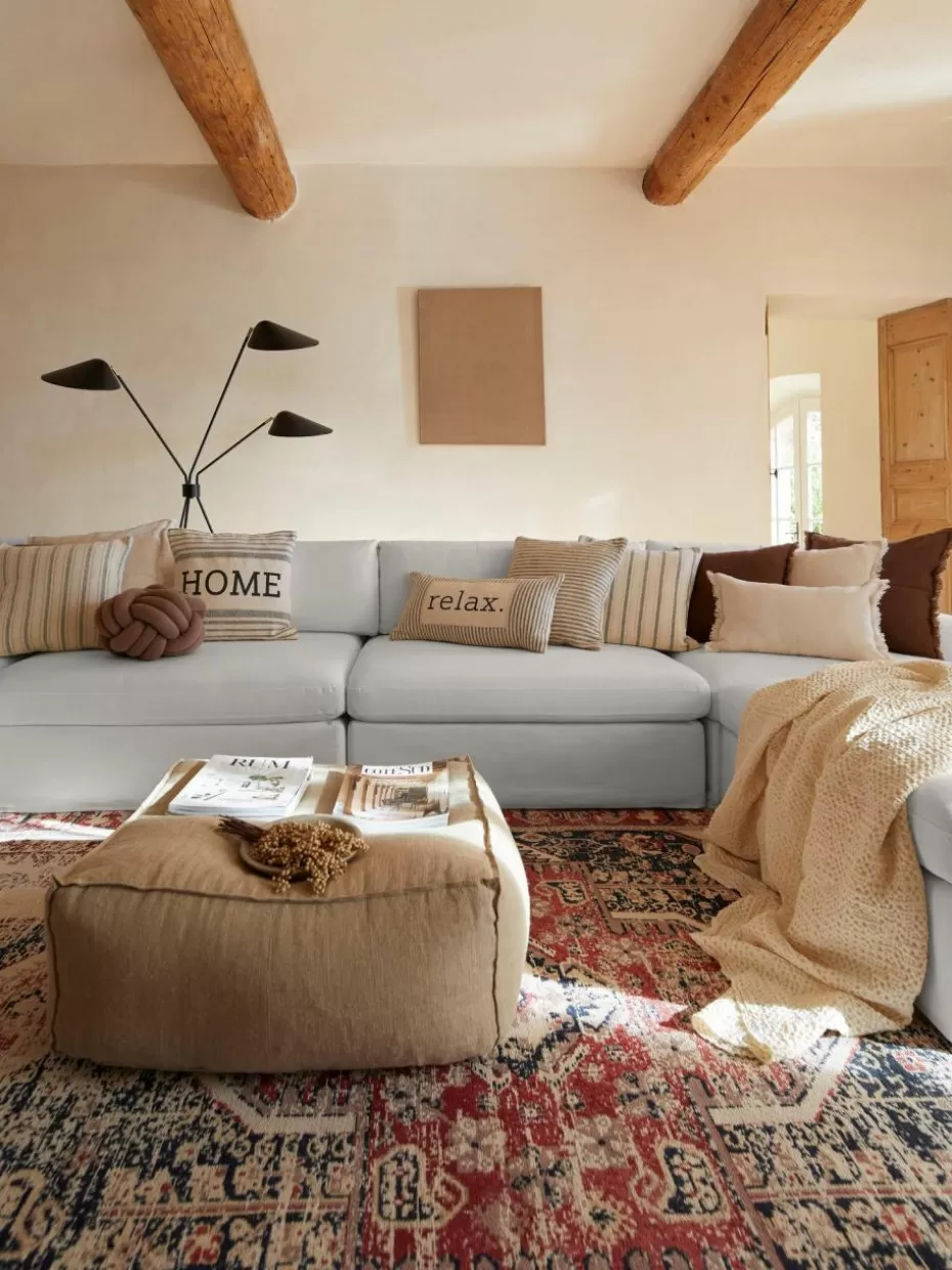 Sofas | Sofaserien-Westwing Collection Mittelmodul Russell mit abnehmbaren Bezügen Webstoff Grau