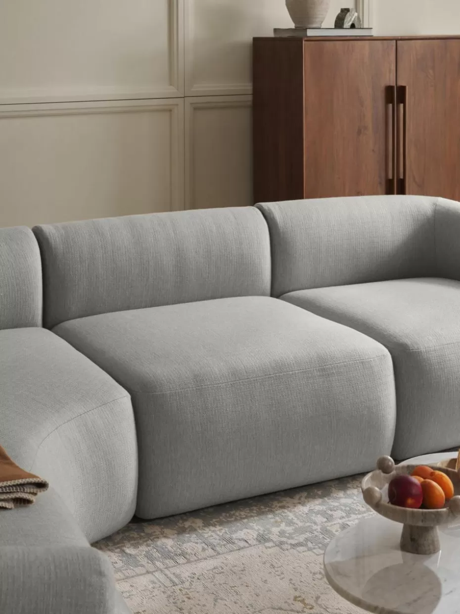 Sofas | Sofaserien-Westwing Collection Mittelmodul Sofia Webstoff Grau