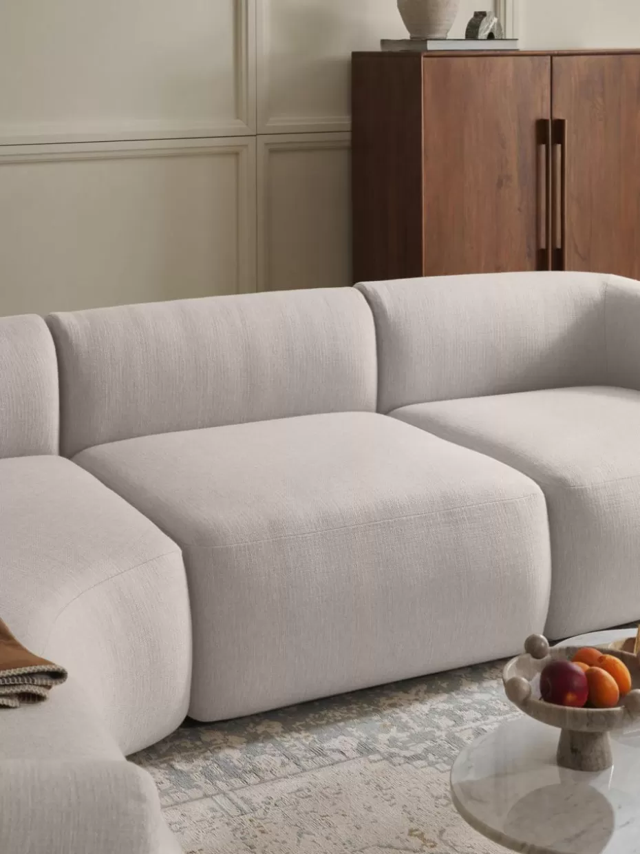 Sofas | Sofaserien-Westwing Collection Mittelmodul Sofia Webstoff Cremeweiß