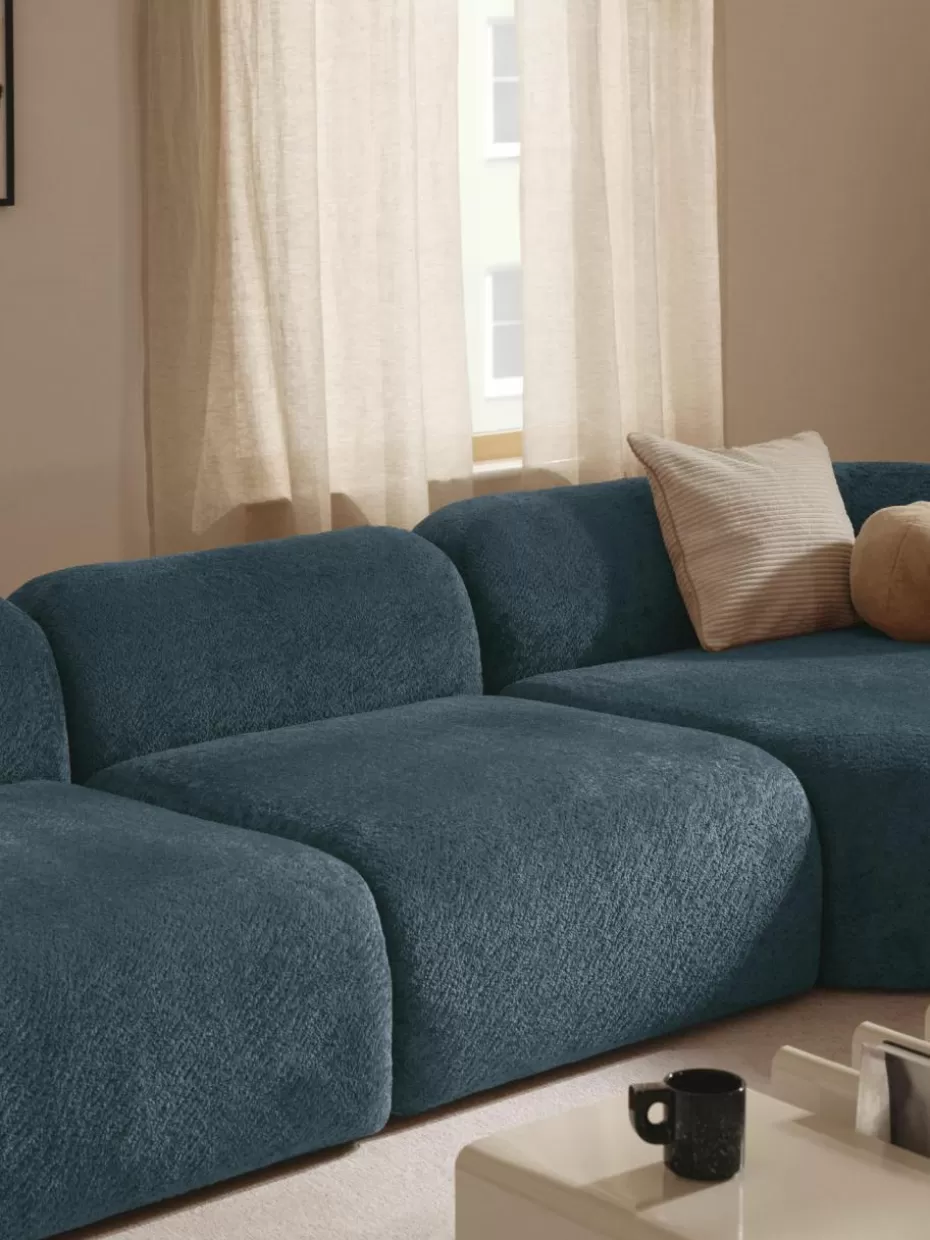 Sofas | Sofaserien-Westwing Collection Mittelmodul Wolke aus Teddy-Bouclé Teddy-Bouclé Petrol