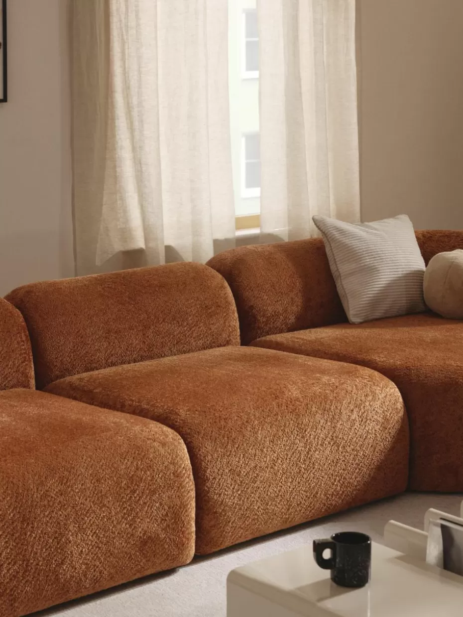 Sofas | Sofaserien-Westwing Collection Mittelmodul Wolke aus Teddy-Bouclé Teddy-Bouclé Terrakotta