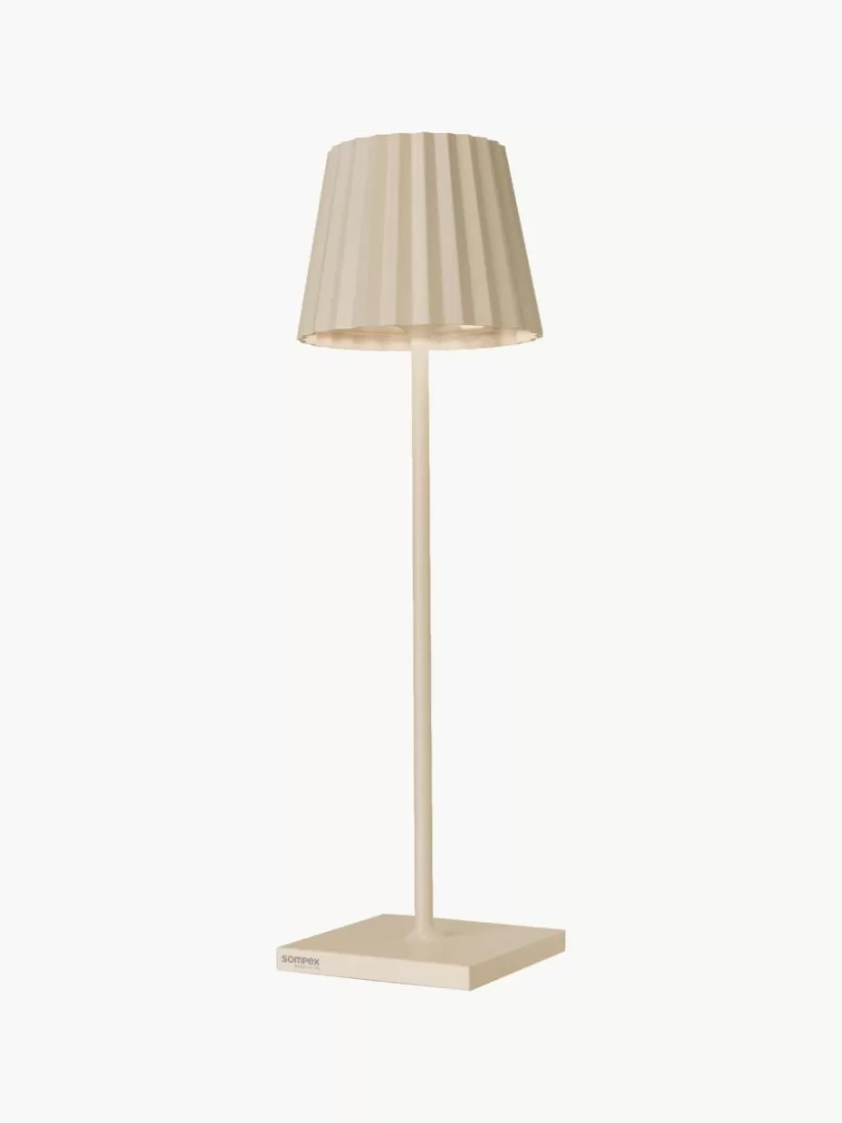 Outdoor Tischlampen | Led-Tischleuchten-Sompex Mobile dimmbare LED-Außentischlampe Trellia Hellbeige