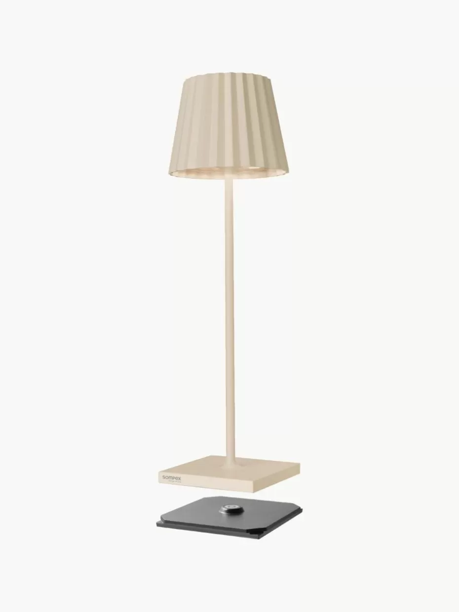 Outdoor Tischlampen | Led-Tischleuchten-Sompex Mobile dimmbare LED-Außentischlampe Trellia Hellbeige