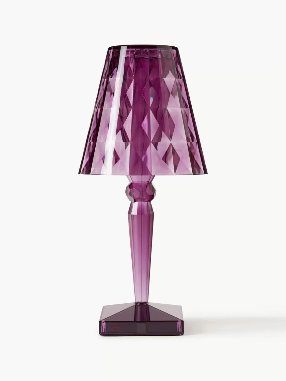 Outdoor Tischlampen | Led-Tischleuchten-Kartell Mobile dimmbare LED-Tischlampe Battery, H 37 cm Pflaume