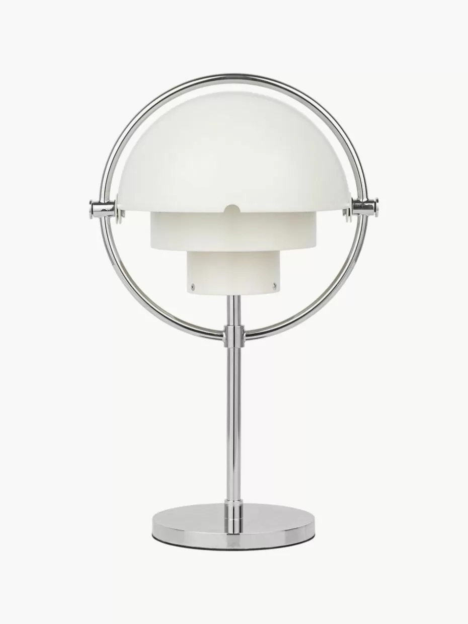 Kabellose Tischlampen-GUBI Mobile dimmbare Tischlampe Multi-Lite, verstellbar Weiß matt, Silberfarben glänzend