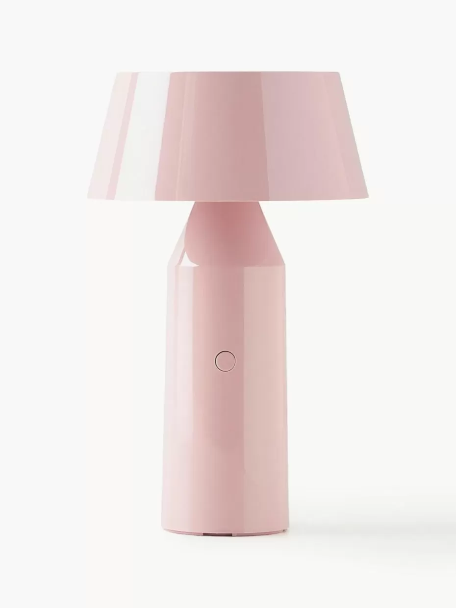 Kabellose Tischlampen-Marset Mobile LED-Tischlampe Bicoca mit verstellbarem Lampenschirm, dimmbar Hellrosa glänzend, Off White