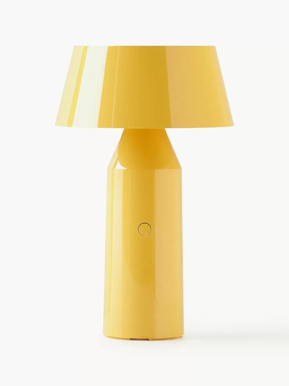 Kabellose Tischlampen-Marset Mobile LED-Tischlampe Bicoca mit verstellbarem Lampenschirm, dimmbar Sonnengelb glänzend, Zitronengelb