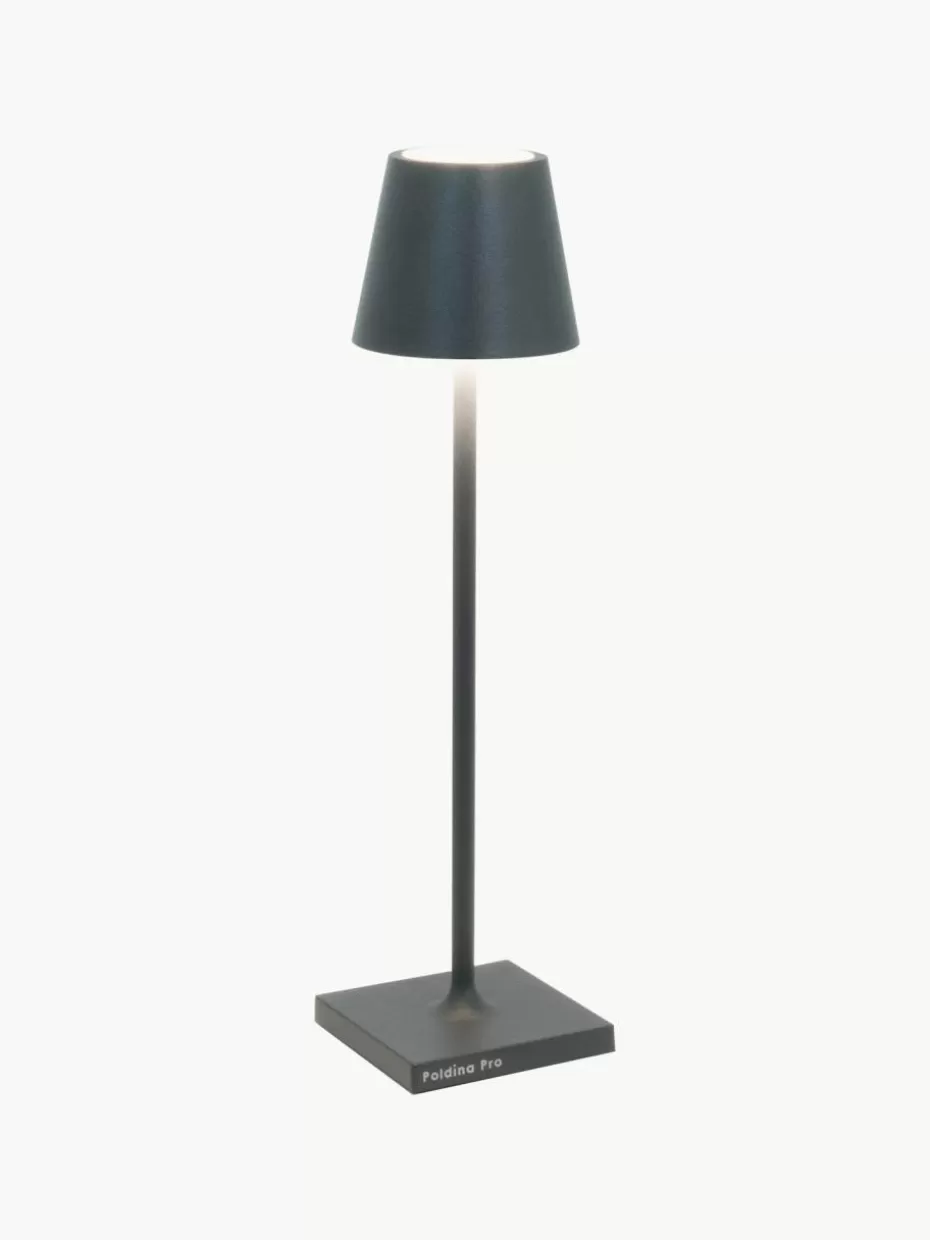 Outdoor Tischlampen | Led-Tischleuchten-Zafferano Mobile LED-Tischlampe Poldina, dimmbar Anthrazit, matt
