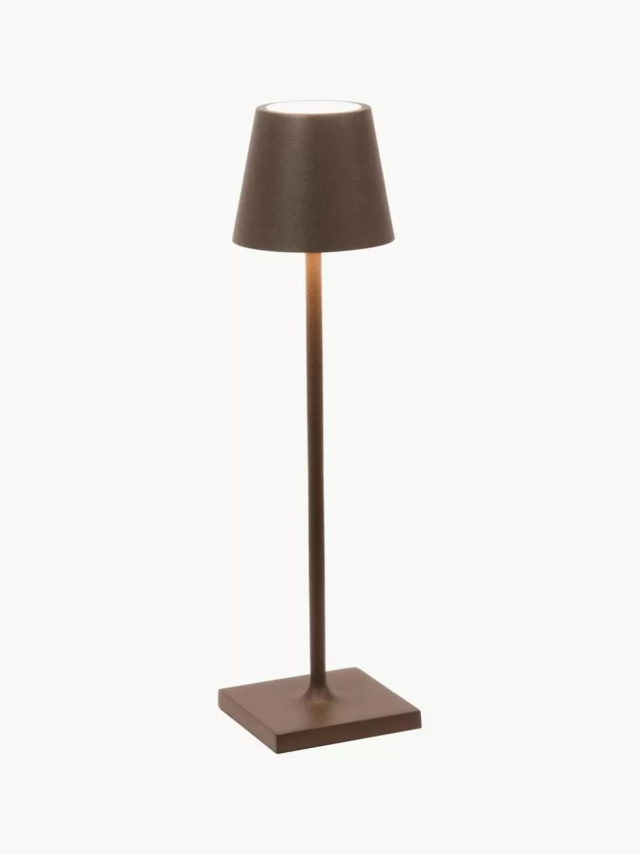 Outdoor Tischlampen | Led-Tischleuchten-Zafferano Mobile LED-Tischlampe Poldina, dimmbar Dunkelbraun, matt