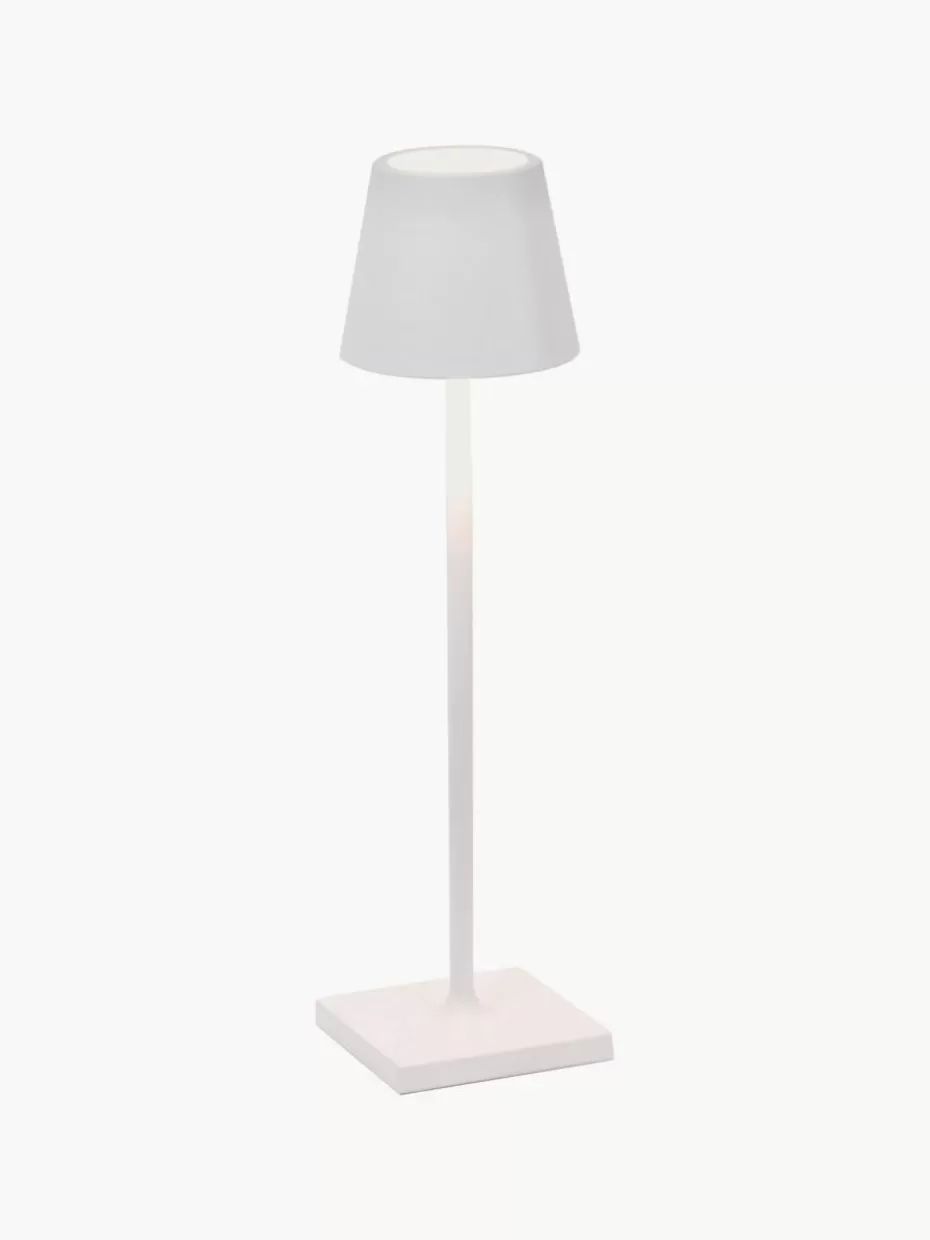 Outdoor Tischlampen | Led-Tischleuchten-Zafferano Mobile LED-Tischlampe Poldina, dimmbar Weiß, matt