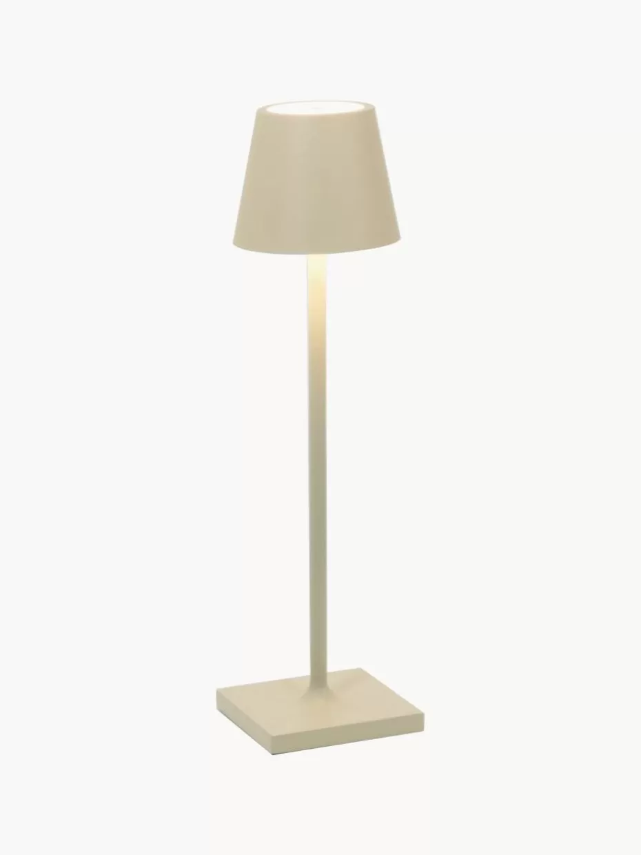 Outdoor Tischlampen | Led-Tischleuchten-Zafferano Mobile LED-Tischlampe Poldina, dimmbar Hellbeige, matt