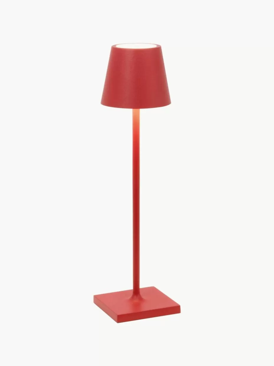 Outdoor Tischlampen | Led-Tischleuchten-Zafferano Mobile LED-Tischlampe Poldina, dimmbar Rot, matt
