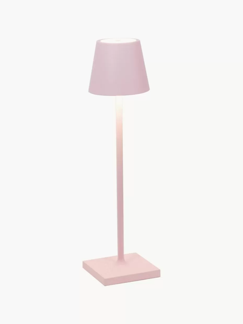 Outdoor Tischlampen | Led-Tischleuchten-Zafferano Mobile LED-Tischlampe Poldina, dimmbar Hellrosa, matt