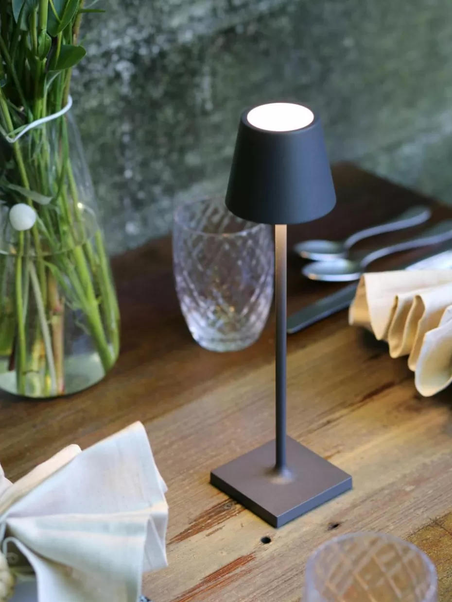Outdoor Tischlampen | Led-Tischleuchten-Zafferano Mobile LED-Tischlampe Poldina, dimmbar Anthrazit, matt
