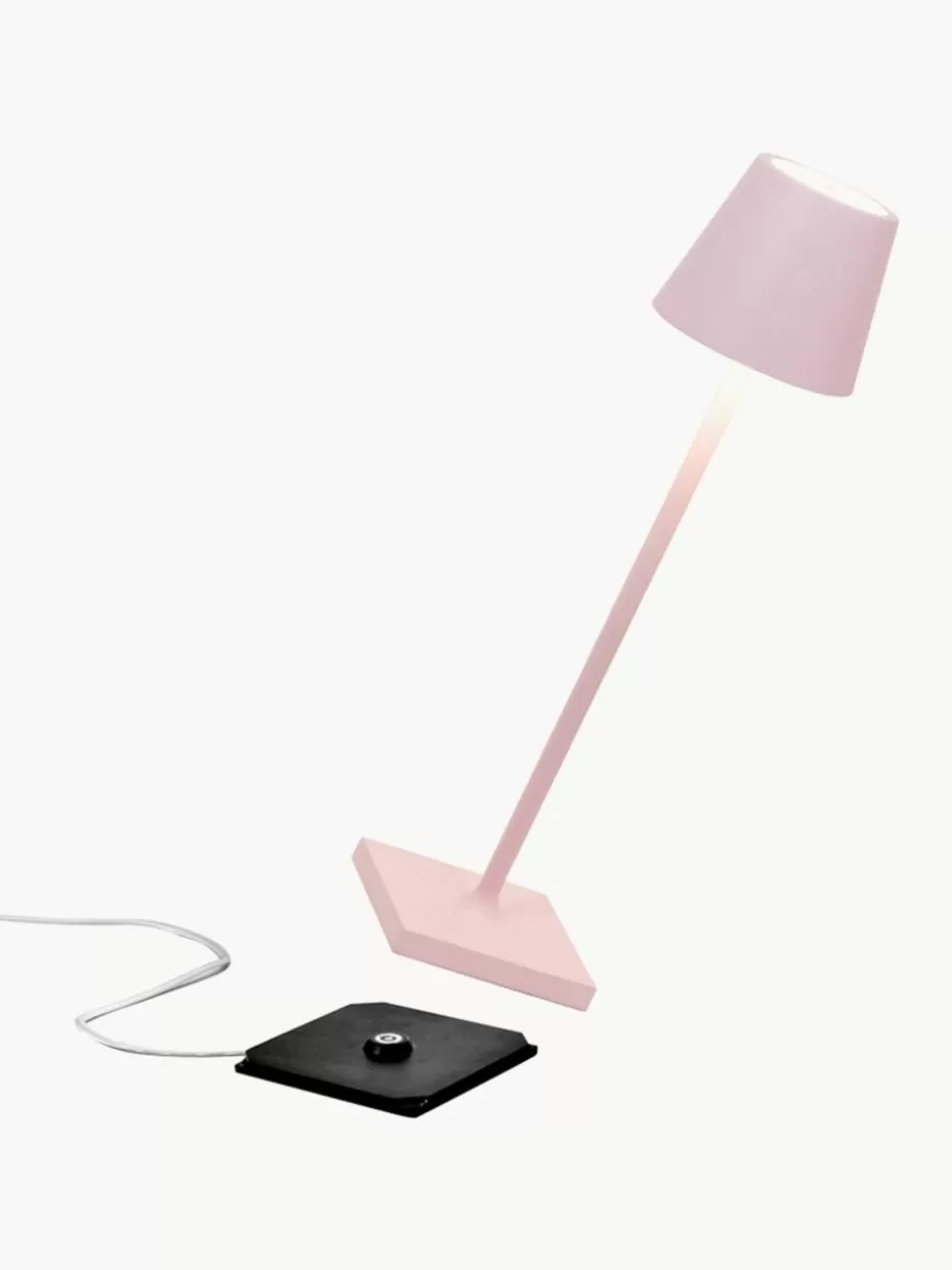 Outdoor Tischlampen | Led-Tischleuchten-Zafferano Mobile LED-Tischlampe Poldina, dimmbar Hellrosa, matt