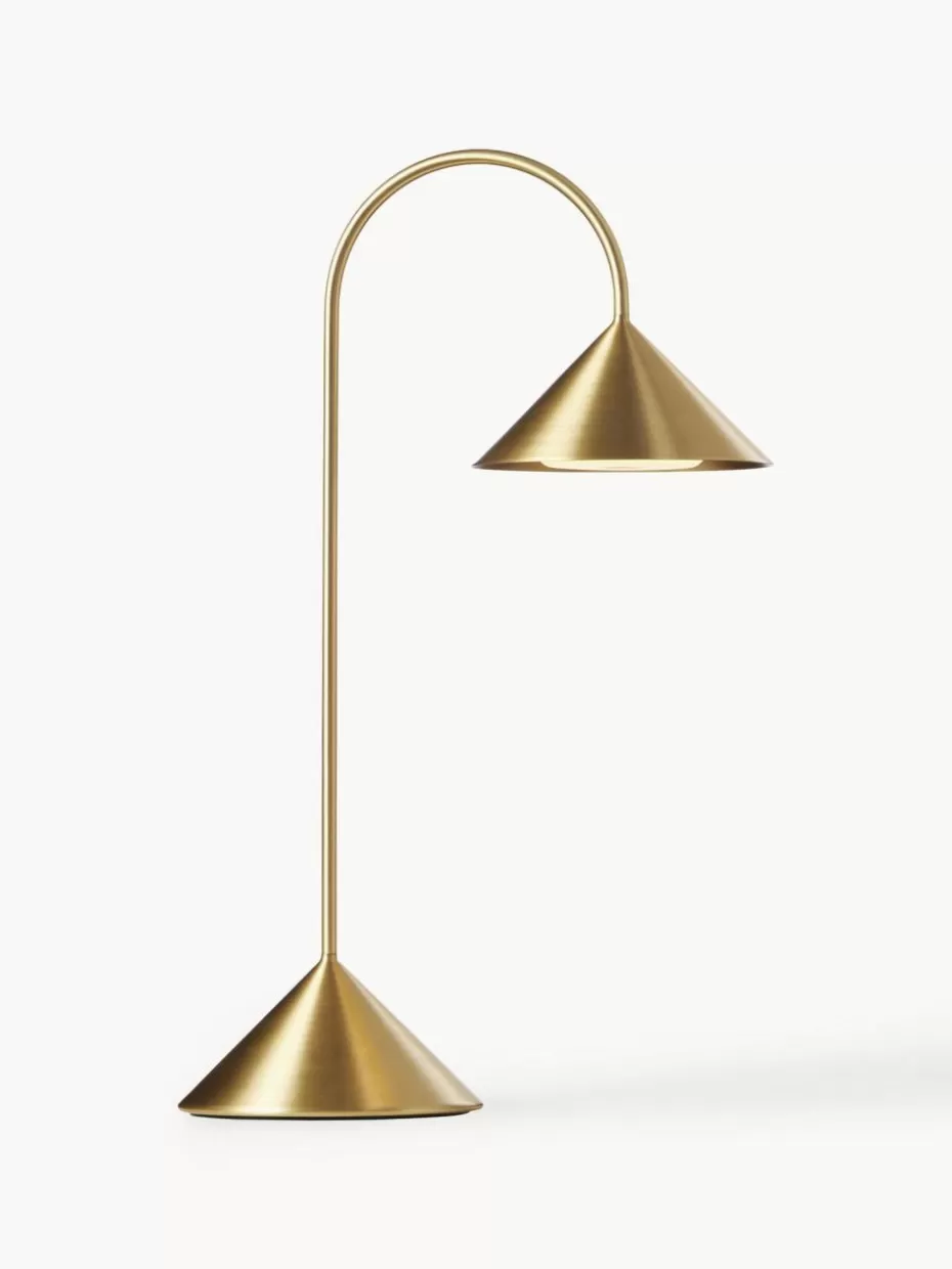 Outdoor Tischlampen | Kabellose Tischlampen-Frandsen Mobile Outdoor LED-Tischlampe Grasp, dimmbar Goldfarben, gebürstet