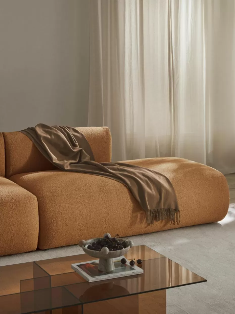 Sofas | Sofaserien-Westwing Collection Modulare Bouclé-Ottomane Sofia Bouclé Hellbraun