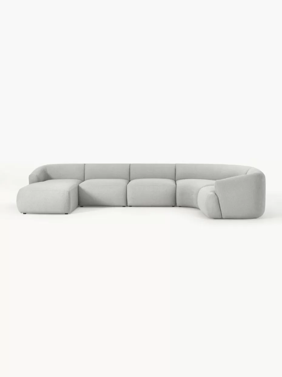 Sofas | Sofaserien-Westwing Collection Modulare Bouclé-Wohnlandschaft Sofia Bouclé Hellgrau