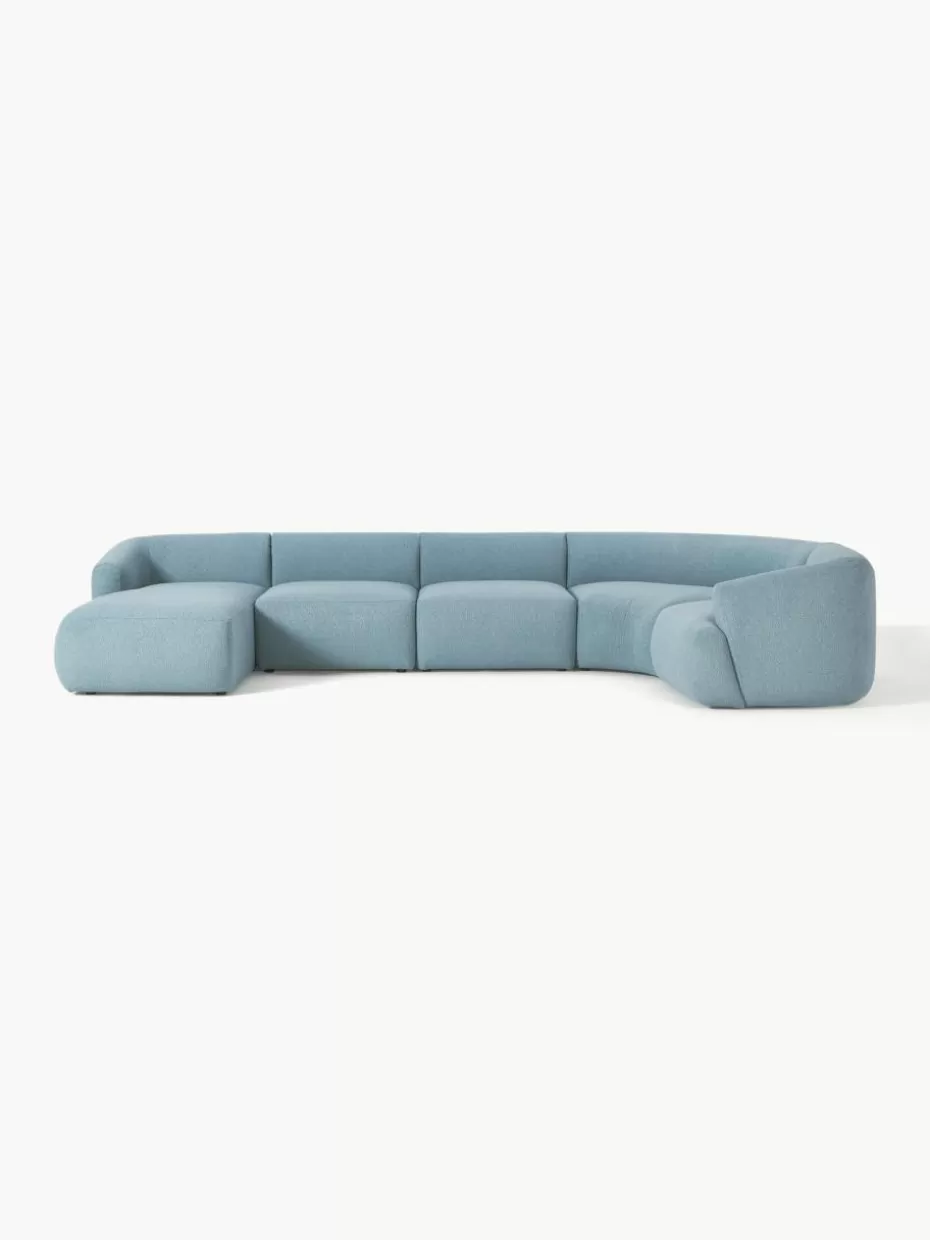 Sofas | Sofaserien-Westwing Collection Modulare Bouclé-Wohnlandschaft Sofia Bouclé Blau