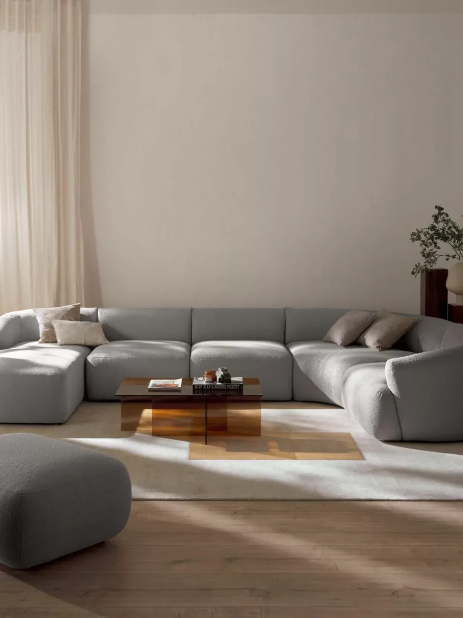 Sofas | Sofaserien-Westwing Collection Modulare Bouclé-Wohnlandschaft Sofia Bouclé Hellgrau