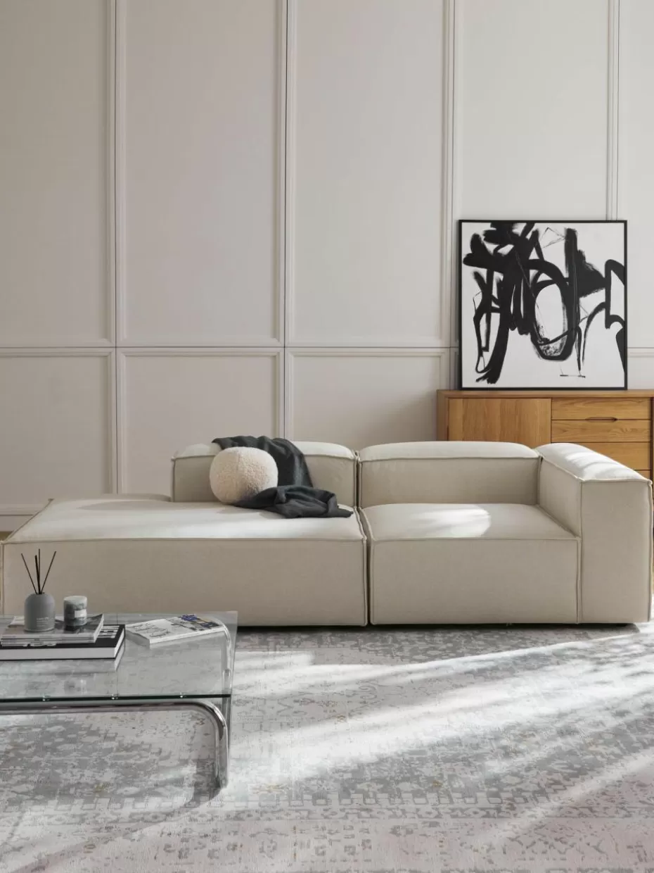 Sofas | Sofaserien-Westwing Collection Modulare Ottomane Lennon Webstoff Off White