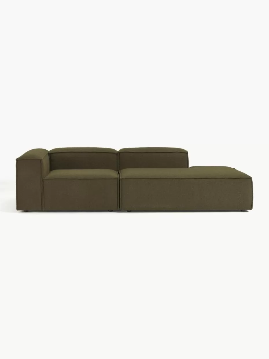Sofas | Sofaserien-Westwing Collection Modulare Ottomane Lennon aus Bouclé Bouclé Olivgrün