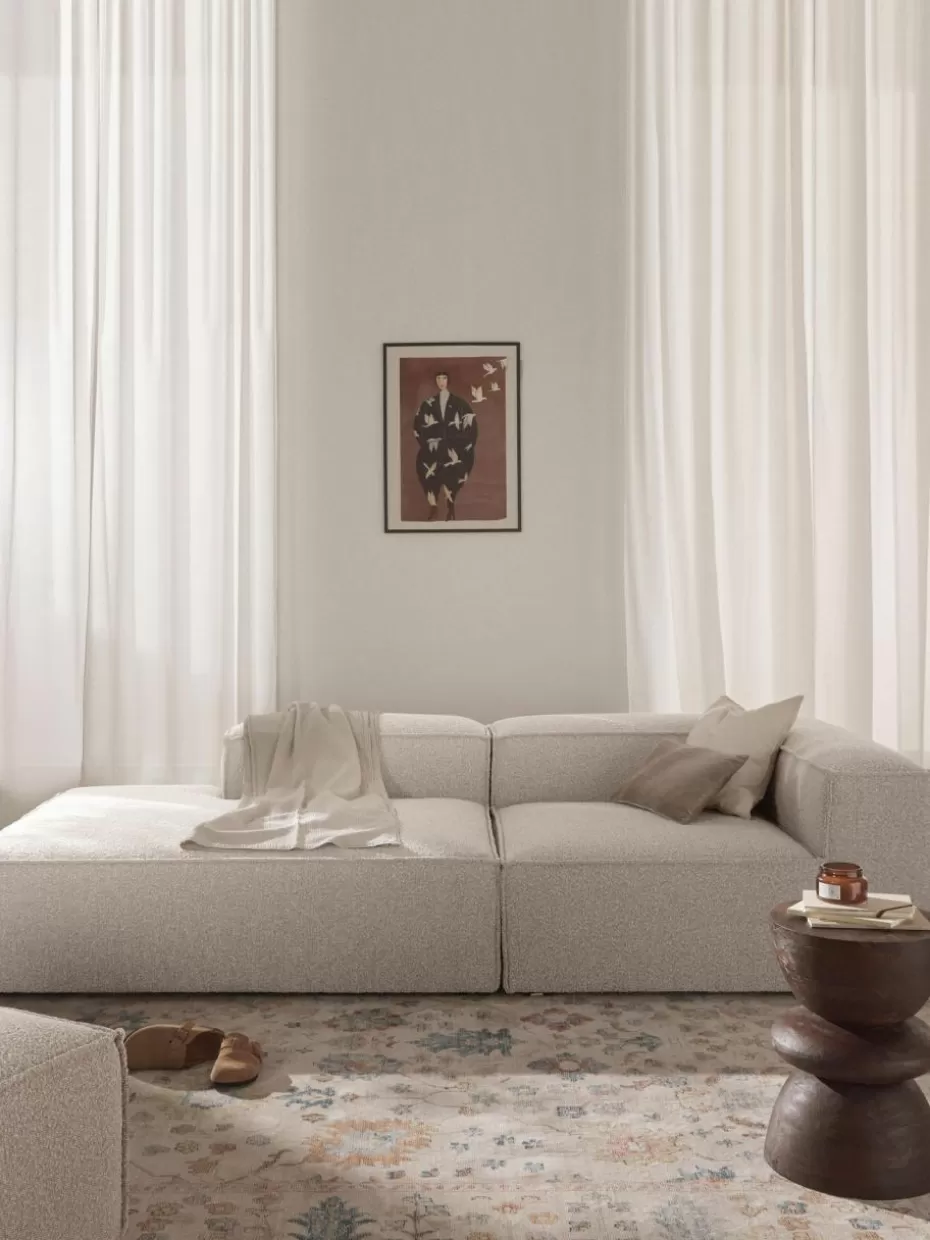 Sofas | Sofaserien-Westwing Collection Modulare Ottomane Lennon aus Bouclé Bouclé Off White