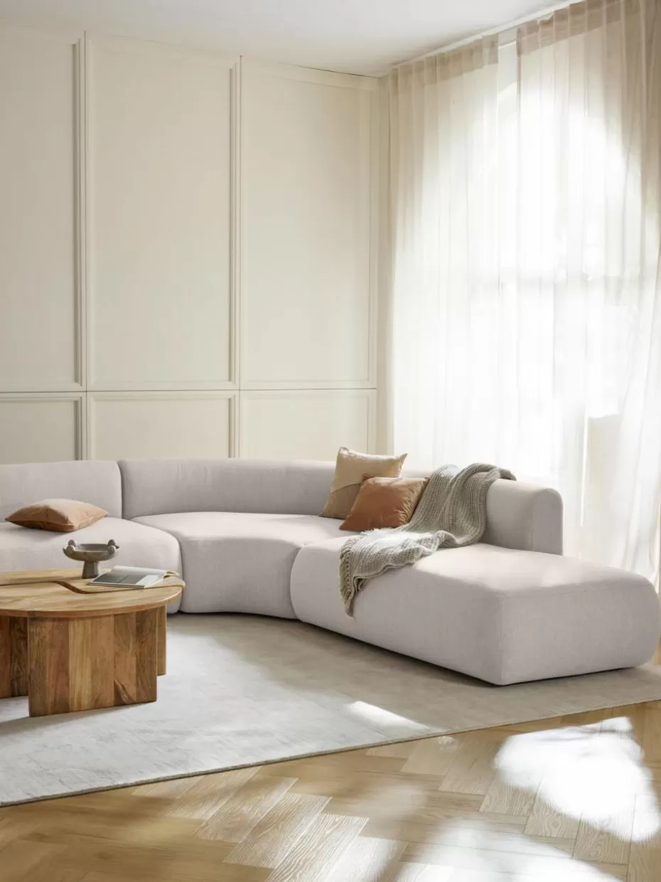 Sofas | Sofaserien-Westwing Collection Modulare Ottomane Sofia Webstoff Cremeweiß