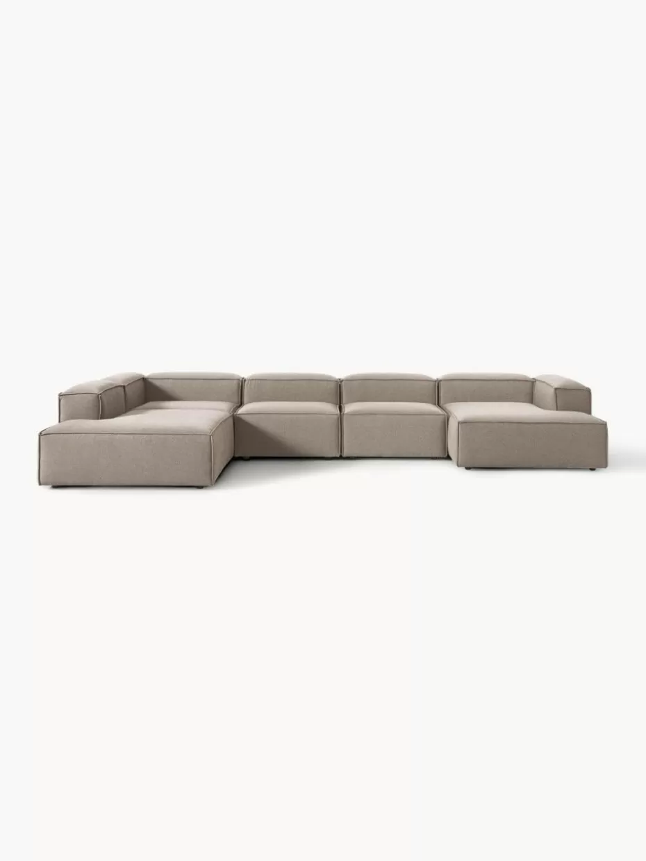 Sofas | Sofaserien-Westwing Collection Modulare Wohnlandschaft Lennon Webstoff Taupe