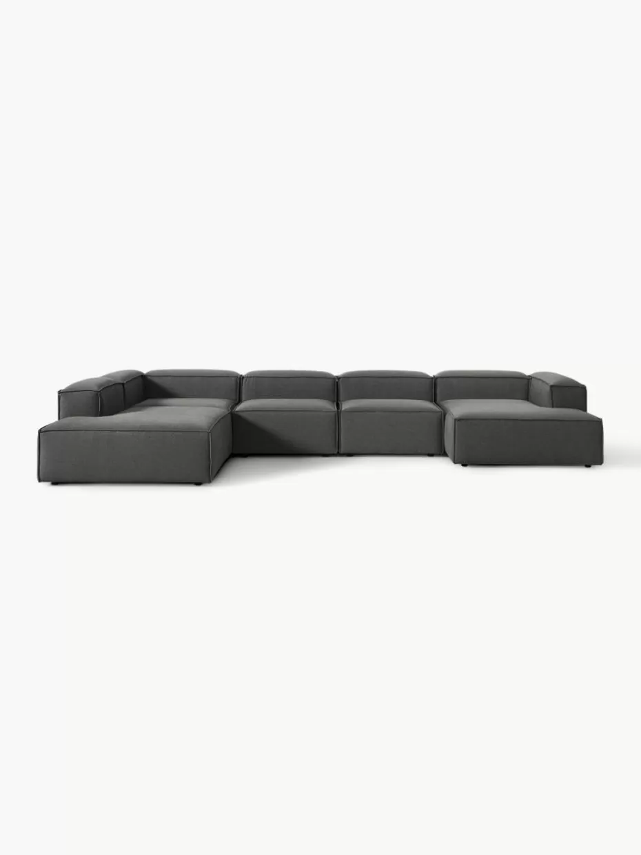 Sofas | Sofaserien-Westwing Collection Modulare Wohnlandschaft Lennon Webstoff Anthrazit