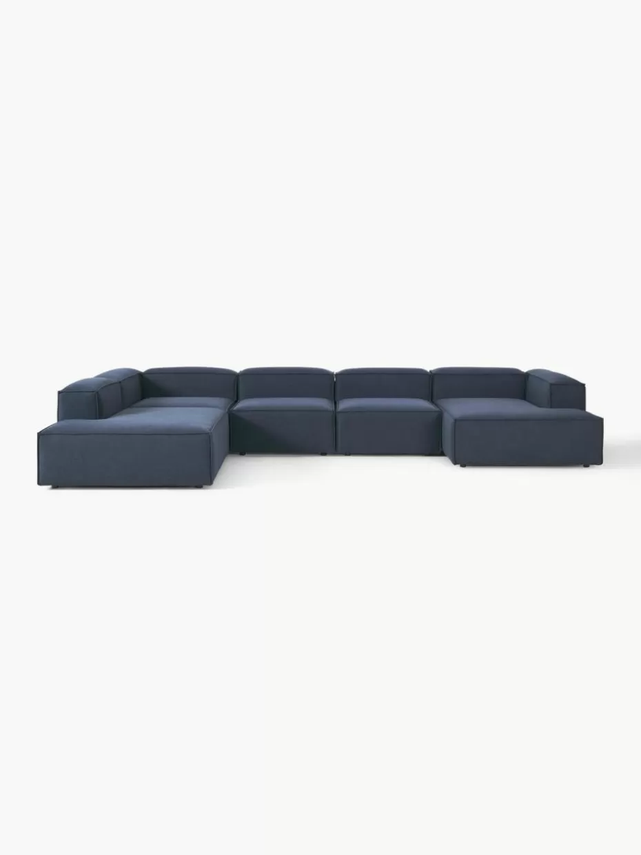 Sofas | Sofaserien-Westwing Collection Modulare Wohnlandschaft Lennon Webstoff Dunkelblau