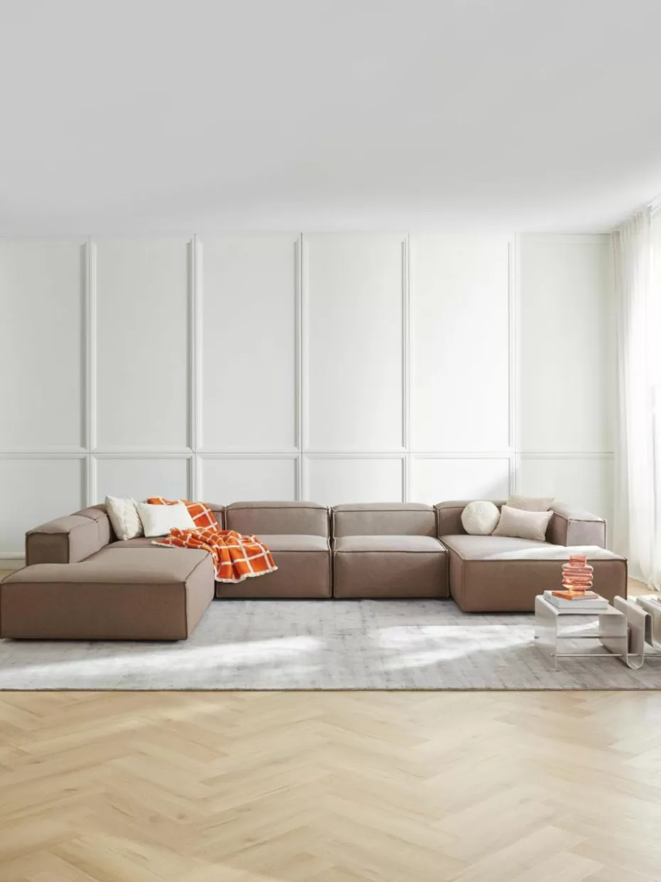 Sofas | Sofaserien-Westwing Collection Modulare Wohnlandschaft Lennon Webstoff Taupe