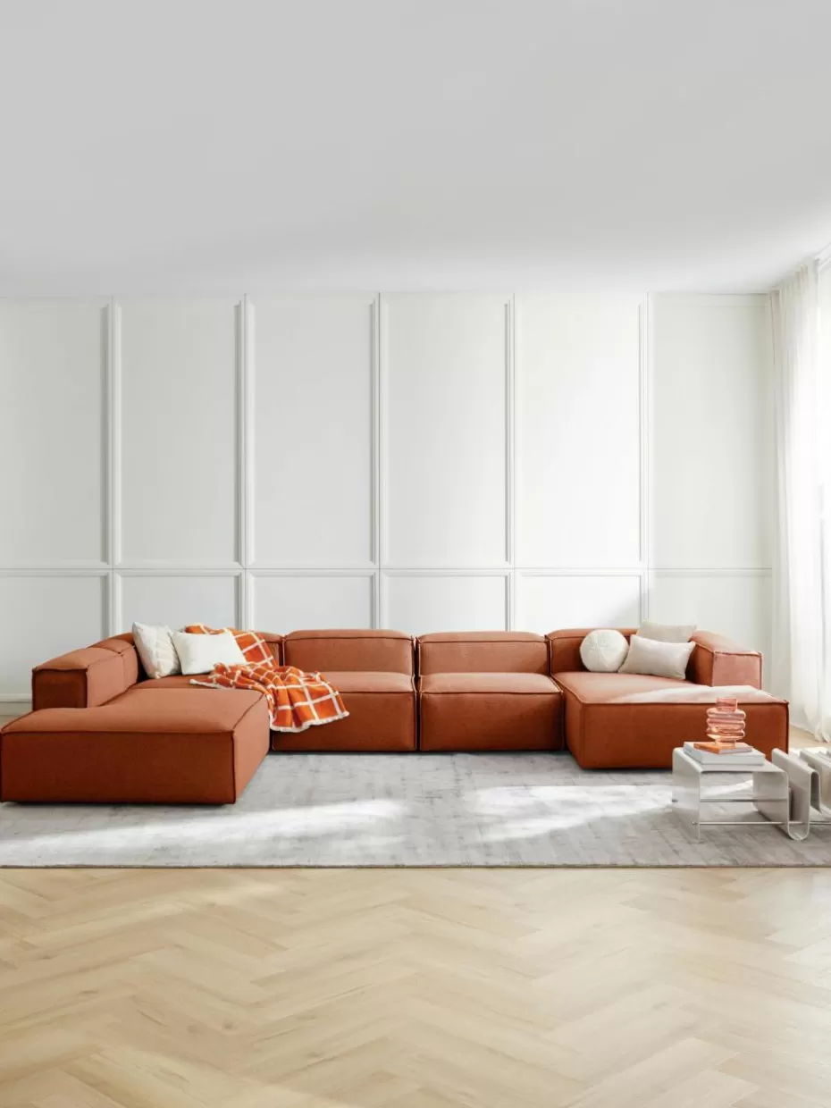 Sofas | Sofaserien-Westwing Collection Modulare Wohnlandschaft Lennon Webstoff Terrakotta