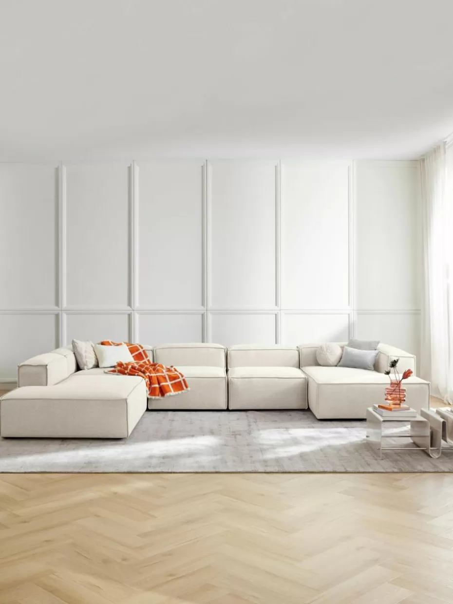 Sofas | Sofaserien-Westwing Collection Modulare Wohnlandschaft Lennon Webstoff Off White
