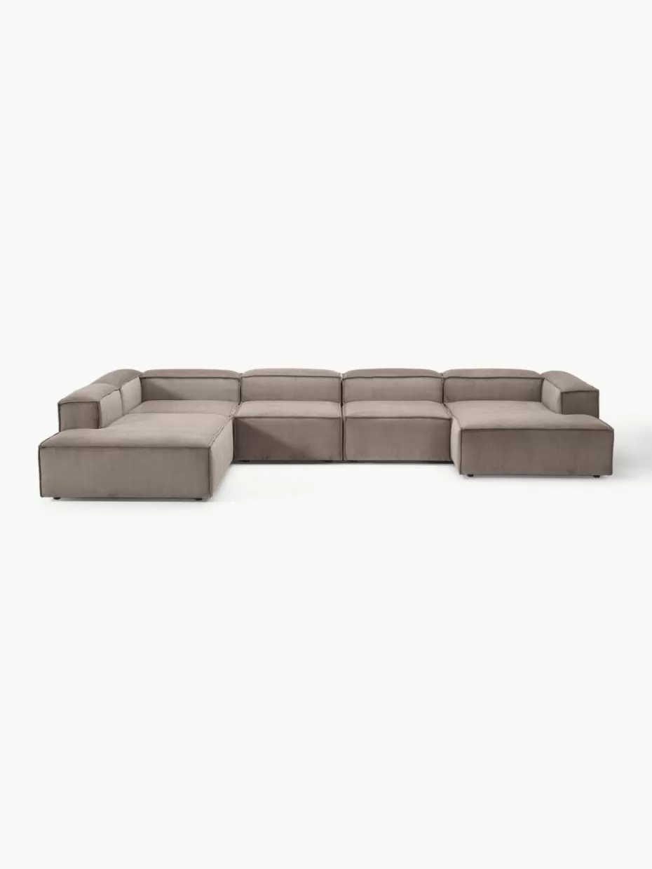 Sofas | Sofaserien-Westwing Collection Modulare Wohnlandschaft Lennon aus Cord Cord Taupe