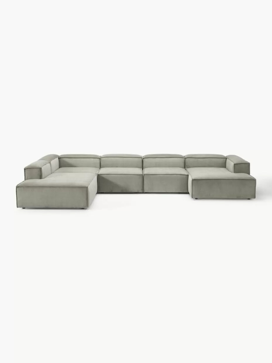 Sofas | Sofaserien-Westwing Collection Modulare Wohnlandschaft Lennon aus Cord Cord Grau