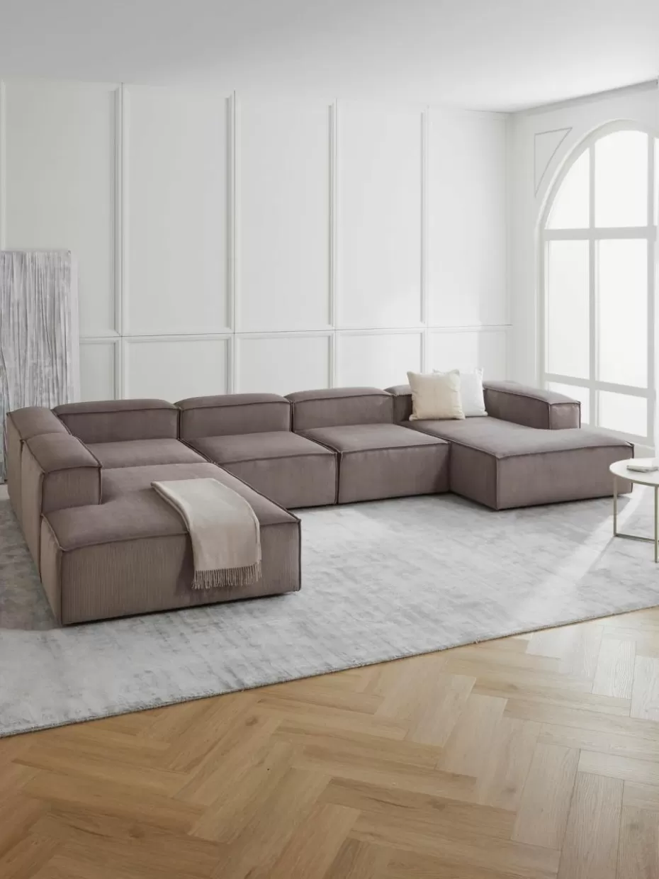Sofas | Sofaserien-Westwing Collection Modulare Wohnlandschaft Lennon aus Cord Cord Taupe