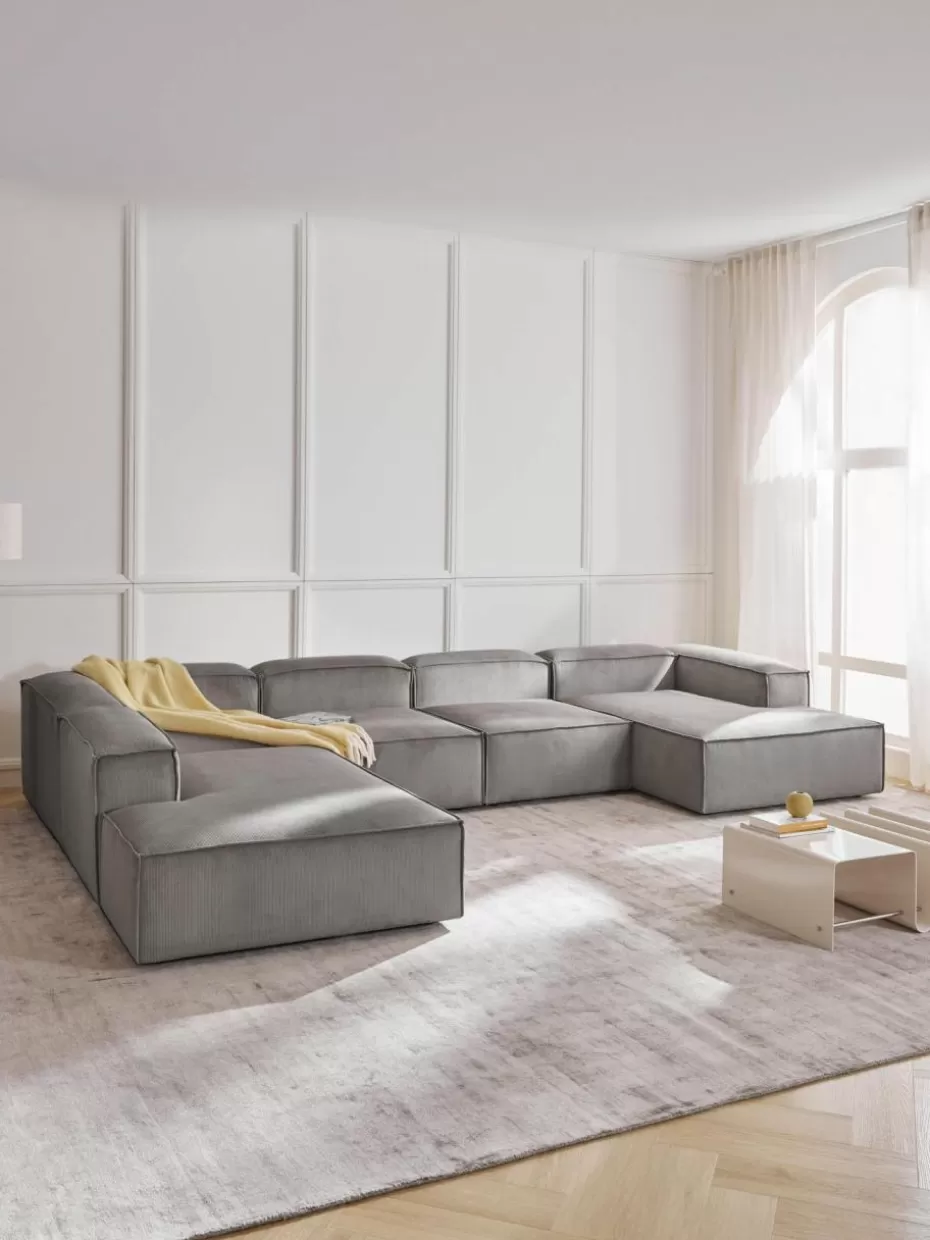 Sofas | Sofaserien-Westwing Collection Modulare Wohnlandschaft Lennon aus Cord Cord Grau