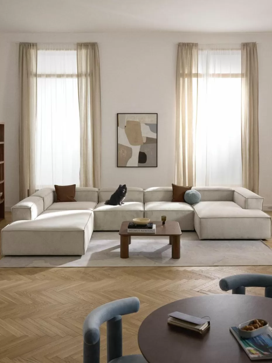 Sofas | Sofaserien-Westwing Collection Modulare Wohnlandschaft Lennon aus Cord Cord Hellbeige