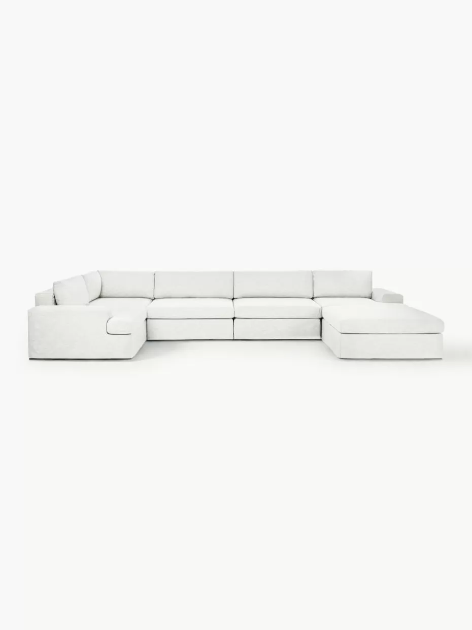 Sofas | Sofaserien-Westwing Collection Modulare Wohnlandschaft Russell mit abnehmbaren Bezügen Webstoff Off White