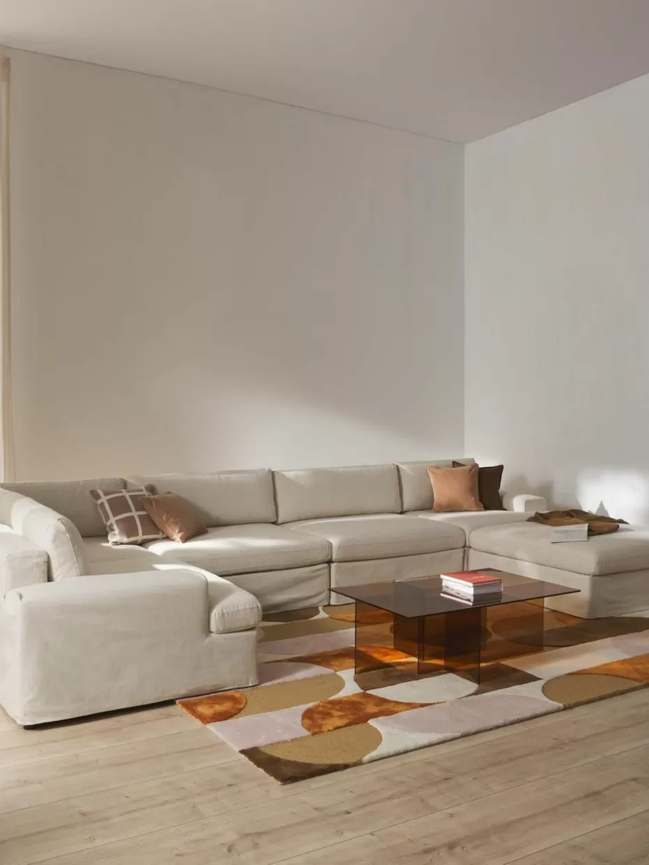 Sofas | Sofaserien-Westwing Collection Modulare Wohnlandschaft Russell mit abnehmbaren Bezügen Webstoff Hellbeige