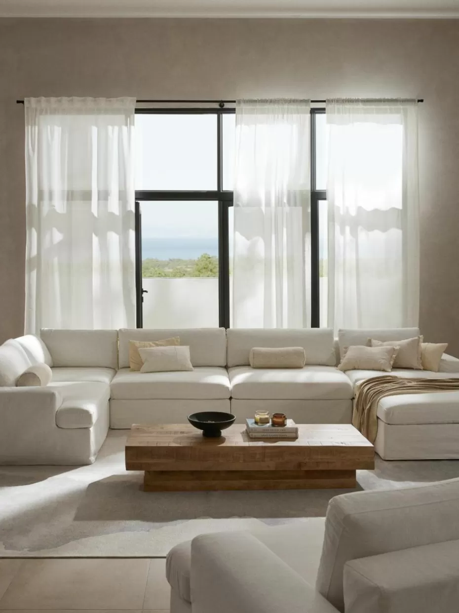 Sofas | Sofaserien-Westwing Collection Modulare Wohnlandschaft Russell mit abnehmbaren Bezügen Webstoff Off White