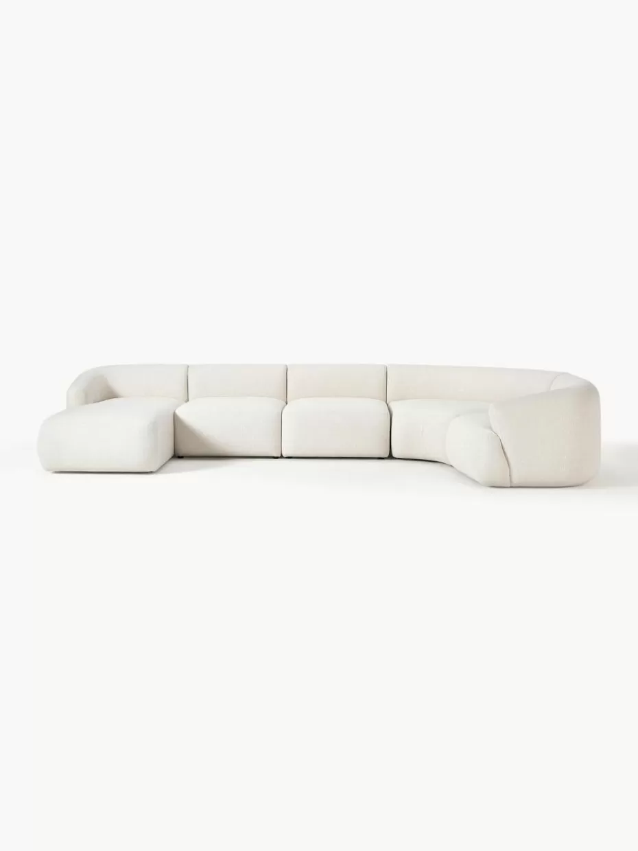 Sofas | Sofaserien-Westwing Collection Modulare Wohnlandschaft Sofia Webstoff Cremeweiß